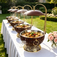 Plat de service en acier inoxydable effet bois avec couvercle suspendu 4L 6L 8L – Chauffe-plats pour buffet, idéal pour hôtels, mariages, banquets et services de traiteur