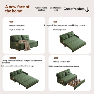Canapé-lit télescopique moderne en velours côtelé, pliable et multifonctionnel, pour petit appartement, salon, chambre à coucher, usage double - Product Image 3