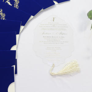 5 x 7 klare Acryl Hochzeitseinladungen mit Gold-Schriftdruck Quaste luxuriöse elegante Samt-Gehäuse-Einladungen - Product Image 5