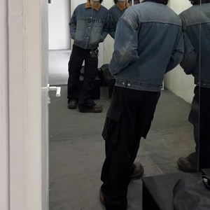 Wholesale Embroidered logo Denim <b>Jackets</b> for Men and <b>Women</b> American Retro <b>Corduroy</b> Lapel <b>Jackets</b> for Autumn and Winter - Product Image 4