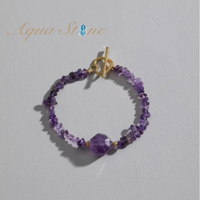 Bracelet classique en perles de copeaux d'améthyste naturelle pour femme, certifié CE ASTM REACH, idéal pour un anniversaire