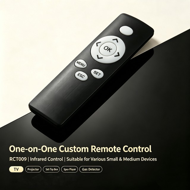 9 Keys IR Remote Control RCT009 by JCXK OEM ODM Factory for Video Player Soundbar with 2AAA Battery Customized Remote