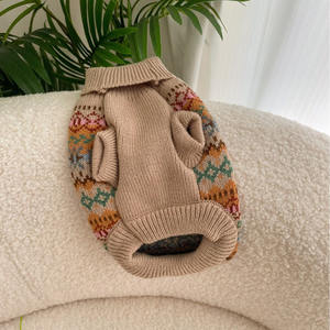 レトロな印刷愛らしいペットセーター犬秋冬ジャンパー - Product Image 2