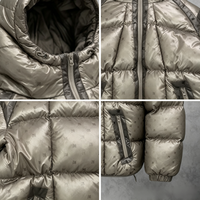 Veste matelassée épaisse pour homme, 100% polyester, imprimé lettres, à capuche, coupe ample, coupe-vent, manteau d'hiver