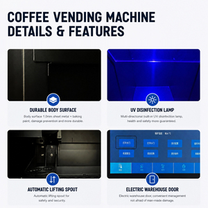Smart 27Inch Iced Coffee Vending Kiosk 4G <b>Wifi</b> Remote Monitor Uv Disinfection Lamp Auto Cup Capping Coffee Making Equipment - Product Image 2