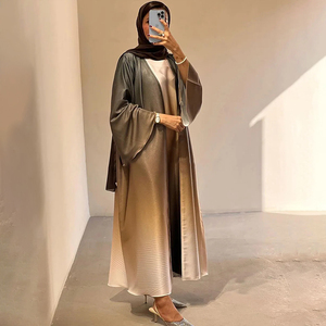 Ensemble Abaya Habib Muslim 2 pièces <span class=keywords><strong>dégradé</strong></span> ombré – Abaya ouverte dégradée avec robe intérieure – Vente en gros - Product Image 4