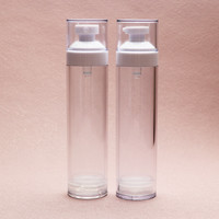 Flacon pompe sans air cylindrique de luxe moderne pour cosmétiques, vide, 15ml 30ml 50ml 100ml, transparent, pour lotion, crème, savon liquide, vaporisateur