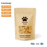 Sachet biodégradable en papier kraft pour aliments pour animaux de compagnie avec fenêtre, marque privée, pour friandises pour chiens, pochette verticale 50g 100g 250g, fermeture Ziplock, impression personnalisée