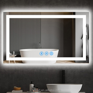 กระจกอัจฉริยะทรงสี่เหลี่ยมผืนผ้าสำหรับร้านตัดผมสมัยใหม่ พร้อมไฟ LED ป้องกันฝ้า ปรับแต่งขนาดได้ ออกแบบกราฟิกได้ เชื่อมต่อ Bluetooth/Wi-<span class=keywords><strong>Fi</strong></span> รองรับ 3D - Product Image 1