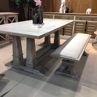 Meubles de maison de haute qualité, table à manger rustique en bois massif carrée Varsace, tables de salle à manger pour 8 personnes