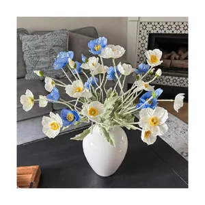 KX-01 Real Touch Plastic Faux Flower Realistic Bouquet Multicolor Artificial Flowers Silk Poppy Flower for Home Decor