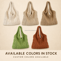 Sac à bandoulière en tricot texturé motif feuille d'ivoire pour femme, sac à main souple tendance, sac fourre-tout au crochet texturé, logo personnalisé, vente en gros, usine OEM