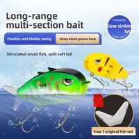 Leurre de pêche multi-sections coloré à double hameçon, petite taille, pour la pêche au bar et au bar de mer en rivière, en ABS