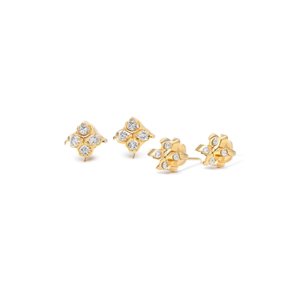 <b>Crystal</b> <b>Earrings</b> Gold Plated 316L Stainless Steel Cross Design <b>Studs</b> For Women Fashion Jewelry - Product Image 2