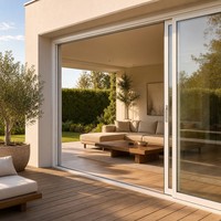 Porte coulissante en aluminium blanc multi-vitrages pour balcon extérieur