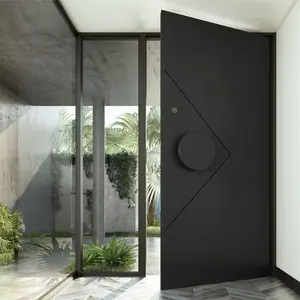 Pintu Keamanan Depan Pintu Keamanan Besar Modern Pintu Masuk Eksterior Tunggal Pintu Depan Pivot Aluminium