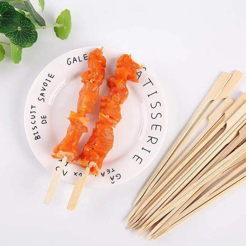 Wholesale Custom Multiple Sizes Disposable Bamboo BBQ Picks Outdoor Barbecue Skewer Barbecue Kebabs Bamboo Stick With Print Logo