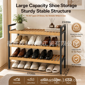 Multi Layer <b>Shoe</b> Rack Metal Bamboo <b>Storage</b> Rack <b>Space</b> <b>Saving</b> Entryway Narrow <b>Space</b> Home <b>Storage</b> Organizer - Product Image 4
