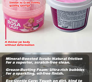 Pâte nettoyante rose en matériau naturel ECO pour le nettoyage des taches d'huile de cuisine avec <span class=keywords><strong>éponge</strong></span> dure, visage souriant et parfum de rose - Product Image 5