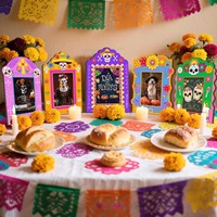 Marco de Fotos Rectangular y Adorno Decorativo de Boj para el Día de Muertos Mexicano, Divertido Accesorio para Fotos de Fiesta