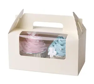 Tùy chỉnh giấy các tông Bánh hộp với xử lý Đảng Điều trị hộp đám cưới Brunch bánh đóng gói Nguồn cung cấp
