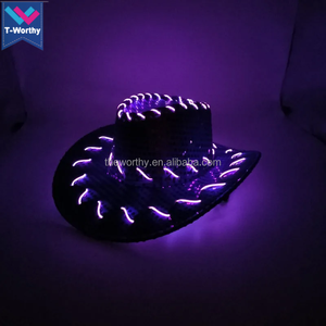 T-Worthy Chapeau LED rose néon pour femme EL Wire Sequins pour barre de Noël-Lumière clignotante pour la célébration du Nouvel An du poisson d'avril - Product Image 6