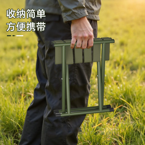 Tabouret pliant portable pour la pêche en plein air, chaise en acier au carbone vert armée 30x26x30cm - Product Image 3