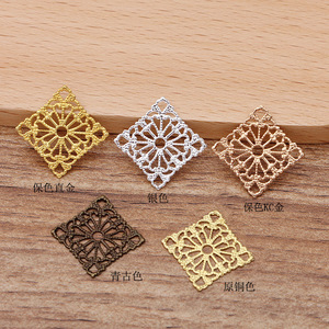 Acessório de Ornamento DIY, Acessórios para Cabelo, Material Artesanal, Peça de Flor de Cobre Quadrada de 15mm (09661) - Product Image 1