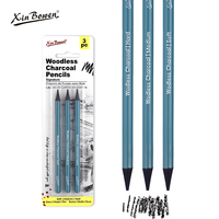 Xin Bowen 3 pièces emballage sûr sous blister sans bois charbon de bois Graphite crayon Art croquis ensemble dessin stylo avec corps breveté peint UV