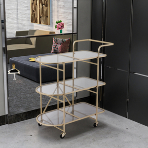 2025 Luxus Gold Metall Bar Cart Trolley Benutzer definierte moderne Klapp Bar Carts Faltbare Bar Cart Aufbewahrung wagen mit Rädern für Party - Product Image 3