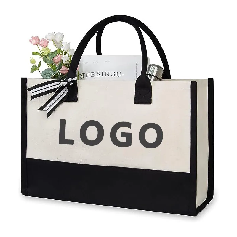 Пользовательский логотип с подарочной большой вместимостью, сумка для покупок, персонализированный дизайн, сумка-тоут, Холщовая Сумка-тоут