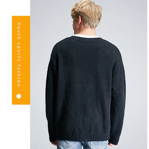 Haute qualité couleur unie haut simplicité épais manteau automne bouton mode nouveau à manches longues tricot laine <span class=keywords><strong>pull</strong></span> hommes Cardigan - Product Image 3