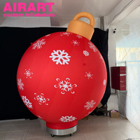 Ballon gonflable rouge avec base mobile intégrée, ballon gonflable imprimé flocon de neige, ballon décoratif de Noël gonflable
