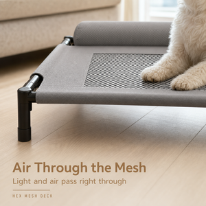 Puppy Kitten Nap Cot Cool Airflow Mesh Deck Soft Headrest Bolster Home Indoor Raised Pet Sleeping Bed for Small Pets - Product Image 2