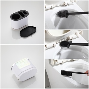 2023 אפור Diatom בוץ TPR אסלת מברשת אין מבוי סתום ארוך ידית אמבטיה סיליקון אסלת מברשת בעל מברשת אסלה סט - Product Image 5