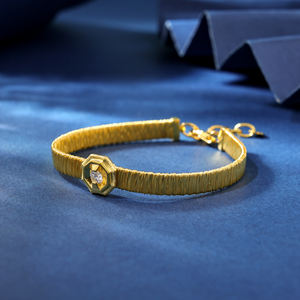 Hot Sales Artic Jewellery 925 Sterling Silver 18K Yellow <b>Gold</b> Plated Satin Finish Zircon Christian Trendy <b>Charm</b> <b>Bracelet</b> Gifts - Product Image 4