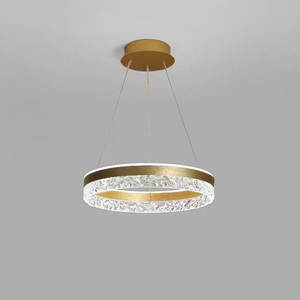 Candelabro circular colgante de lujo, anillo de oro Led, luz colgante de cristal para sala de estar - Product Image 1
