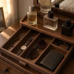 Organizador <span class=keywords><strong>de</strong></span> Colonia para Hombre, <span class=keywords><strong>de</strong></span> 3 Niveles, <span class=keywords><strong>de</strong></span> Madera, con Cajón <span class=keywords><strong>de</strong></span> Almacenamiento y Compartimento Oculto, Ecológico, Moderno, para Baño - Product Image 5