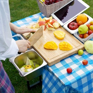 Ensemble de <span class=keywords><strong>planche</strong></span> de service rétractable pour la cuisine Plateau <span class=keywords><strong>à</strong></span> viande et fruits <span class=keywords><strong>Planche</strong></span> <span class=keywords><strong>à</strong></span> <span class=keywords><strong>découper</strong></span> en bambou avec rainure <span class=keywords><strong>à</strong></span> jus et 4 récipients - Product Image 3