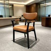 Chaise de table à thé italienne de luxe léger, en cuir souple, pour café, moderne, simple, domestique, en métal, pour hôtel