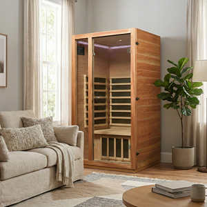 Custom LOGO OEM Modern Bedroom Single Person Low EMF Infrared Sauna Electric Hemlock Solid Eco-Friendly Apartment Factory Direct - Product Image 1