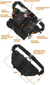 Sac à bandoulière tactique extérieur résistant à l'eau, en polyester technique robuste, fermeture éclair, écologique, tendance, portable - Product Image 2