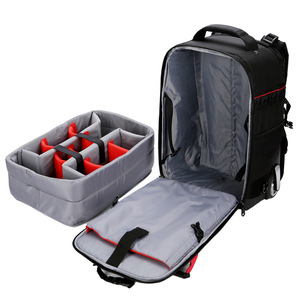 Trolley en nylon <span class=keywords><strong>étanche</strong></span> de grande capacité sac à dos à quatre roues sac de photographie <span class=keywords><strong>pour</strong></span> objectif d'appareil photo reflex stockage de <span class=keywords><strong>caméscope</strong></span> - Product Image 6
