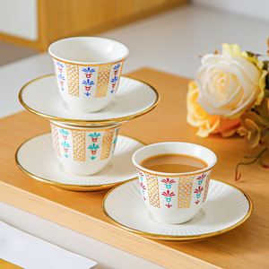 Ceramic Coffee Cup <b>Set</b> Porcelain Floral Design Oriental Style Luxury Retro Tea Party Drinkware <b>Mugs</b> With Saucers - Product Image 3