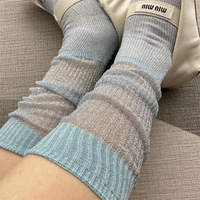 Chaussettes d'été coréennes en soie or pour femme, couleur unie, paillettes brillantes, Tulle pour fille