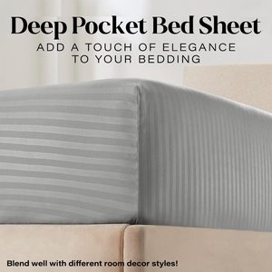 Custom 4-Piece Soft Microfiber Bedding <strong>Set</strong> 1cm <strong>Stripe</strong> Deep Pocket Striped Bed <strong>Sheet</strong> <strong>Set</strong> for Hotel - Product Image 3
