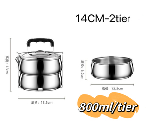 Loncheras de Acero Inoxidable para Comida Caliente, Estilo Bento, Porta Alimentos Tipo <span class=keywords><strong>Tiffin</strong></span> Indio, Juego de Loncheras con Forma de Tambor - Product Image 3