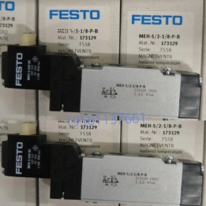 โซลินอยด์วาล์ว Festo รุ่น MEH-5/2-1/8-P-B 173129 แบบ P-B ติดตั้ง 5/2 ทาง แรงดันไฟฟ้ากระแสตรง 107 โวลต์ - Product Image 1