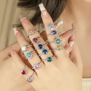 Silver Jewelry Customized Logo White Gold Plated Zirconia Stone Finger Rings Sterling 925 Silver Rings