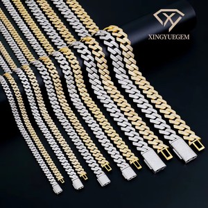 Men's <b>925</b> <b>Sterling</b> <b>Silver</b> Hip Hop Jewelry Vvs Iced Necklace 8-20mm Gra Certified Mossanite Moissanite Diamond Cuban Link <b>Chain</b> - Product Image 1